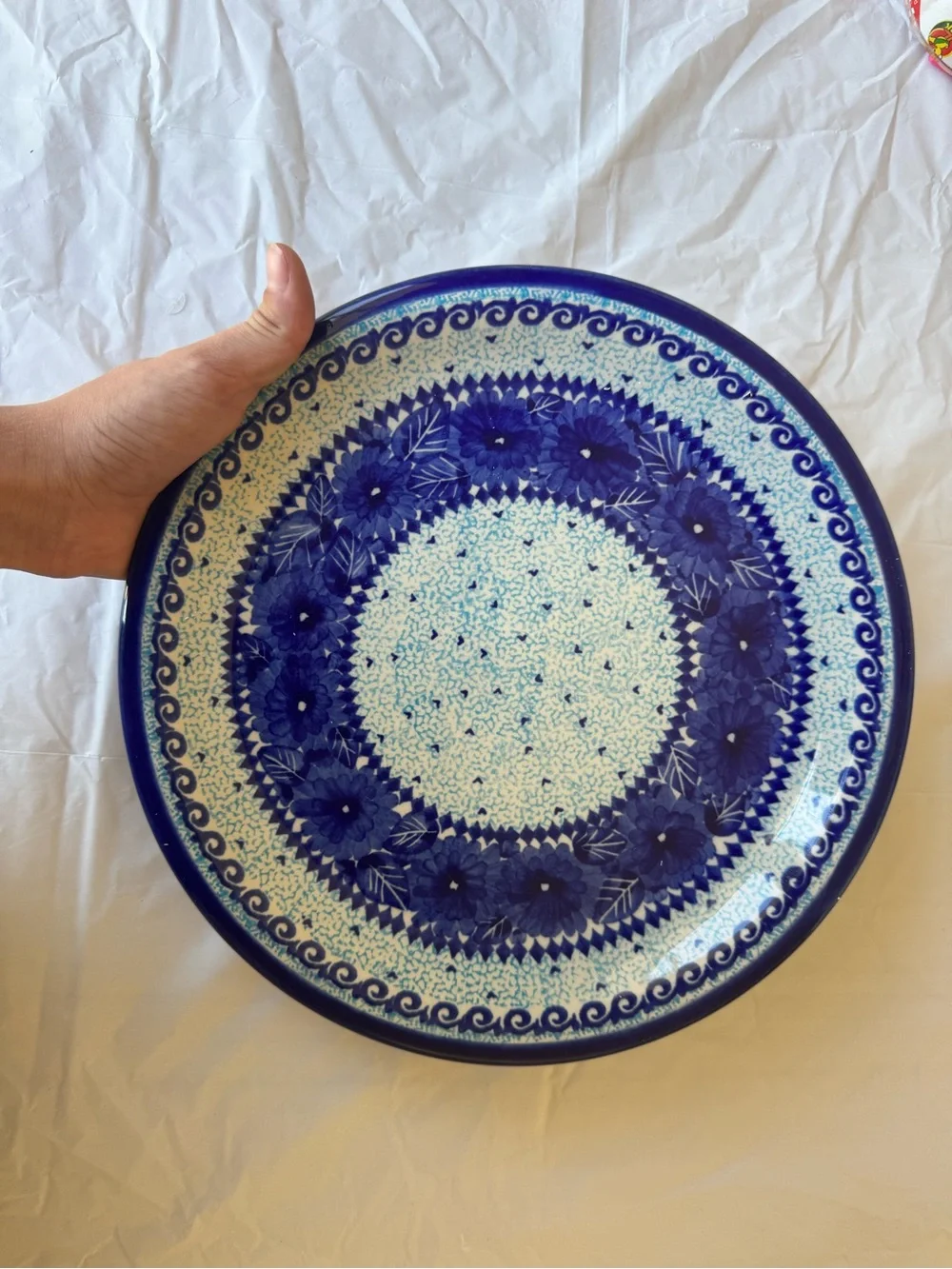 Vintage Unikat Polish Pottery Plate Blues
